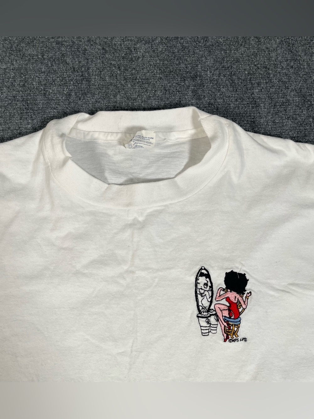 Vintage Betty Boop Shirt Men’s 2xl Xxl White 90s Embroidered Single Stitch USA